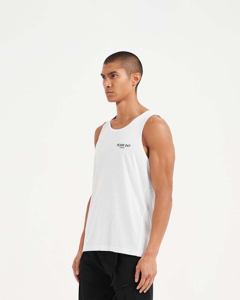 Men's Represent 247 Team Run Tank Top White | UK-YDMSN3718