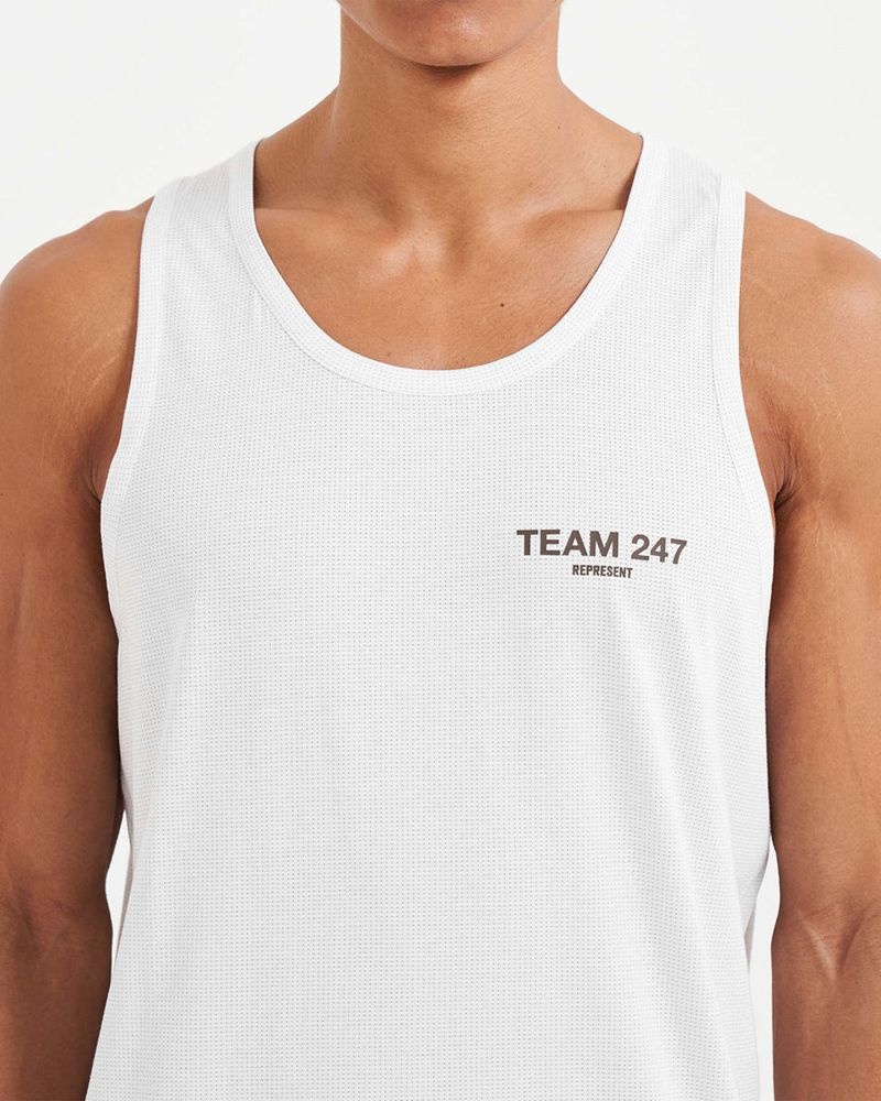 Men's Represent 247 Team Run Tank Top White | UK-YDMSN3718