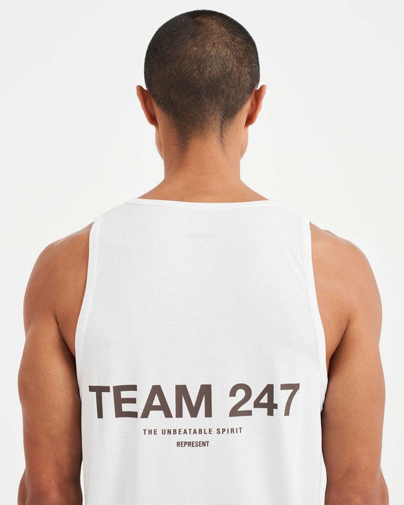 Men's Represent 247 Team Run Tank Top White | UK-YDMSN3718