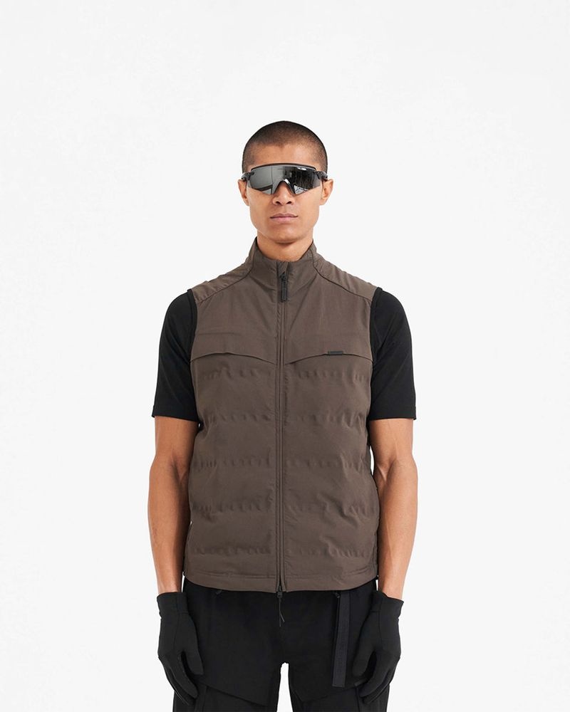 Men's Represent 247 Techne Filled Vest Dark Brown | UK-CQHBE1879