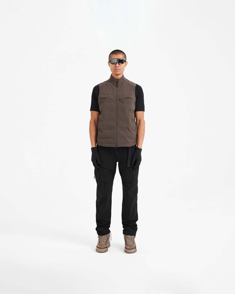 Men's Represent 247 Techne Filled Vest Dark Brown | UK-CQHBE1879