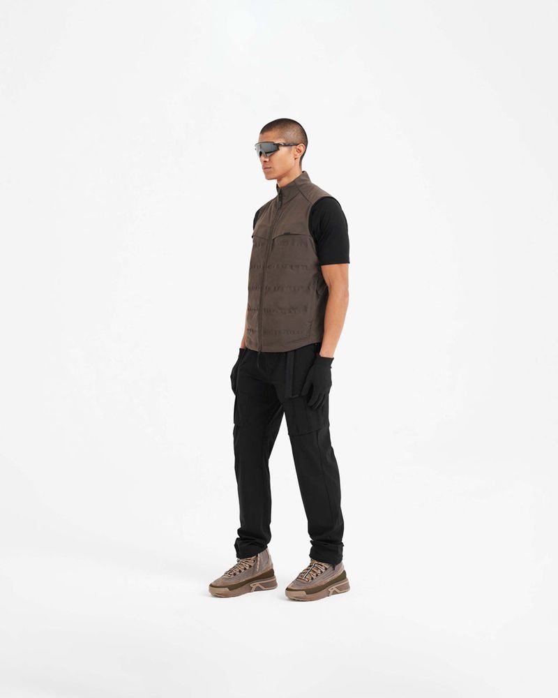 Men's Represent 247 Techne Filled Vest Dark Brown | UK-CQHBE1879