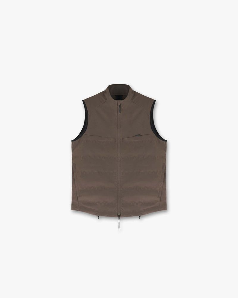 Men\'s Represent 247 Techne Filled Vest Dark Brown | UK-CQHBE1879