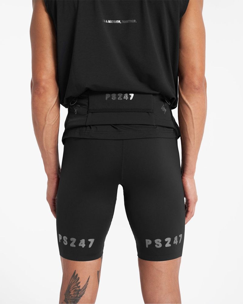 Men's Represent 247 X Puresport Half Tights Black | UK-ZJXVQ6192