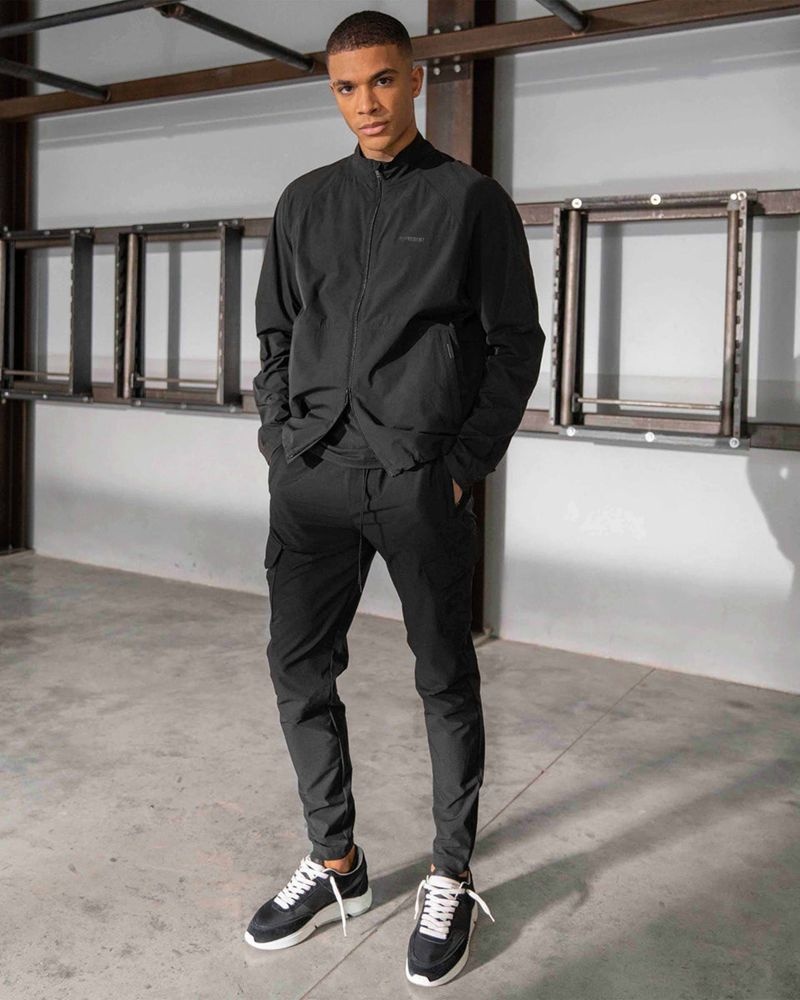 Men's Represent 247 Zip Trousers Black | UK-XFCAT5694