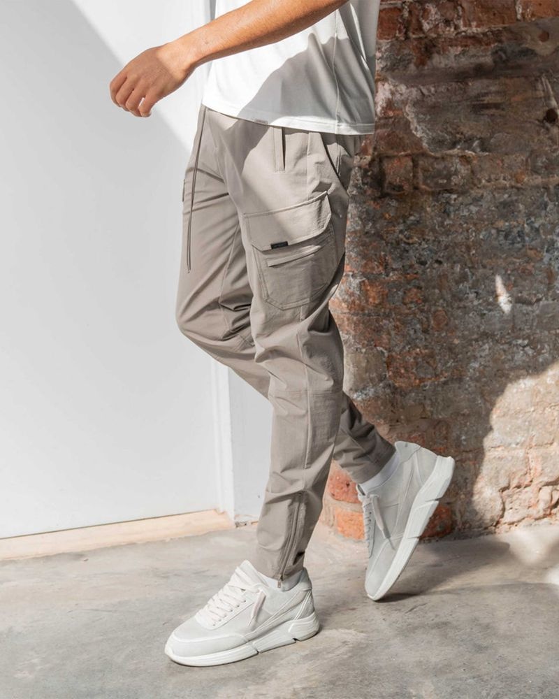 Men's Represent 247 Zip Trousers Taupe | UK-BNZHG7658