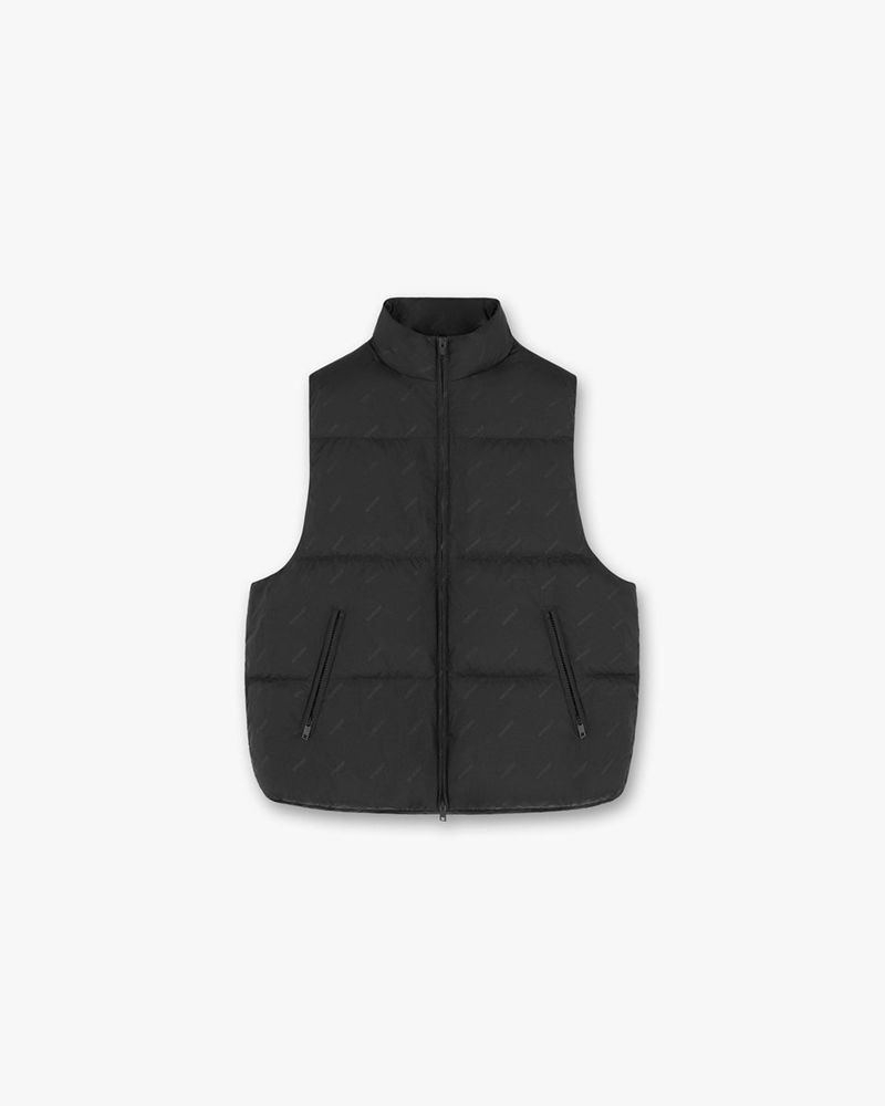 Men\'s Represent All Over Logo Puffer Vest Black | UK-VEBYK7583