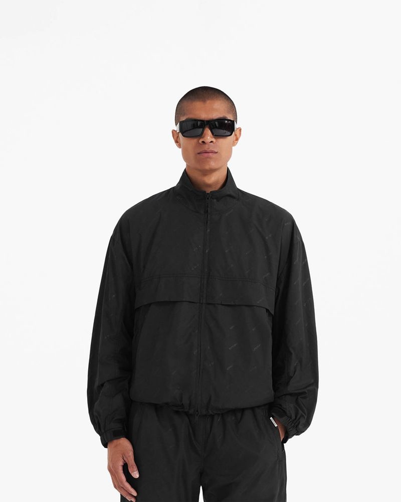 Men's Represent All Over Logo Track Jacket Black | UK-WCKVY4268