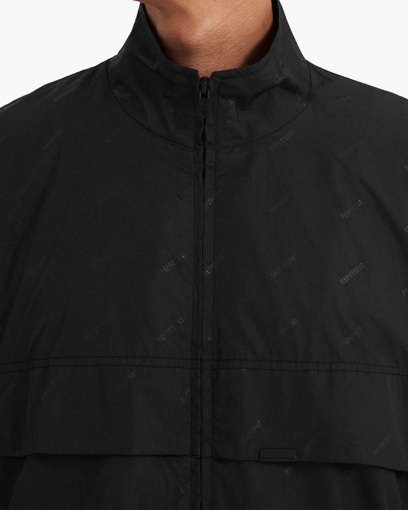 Men's Represent All Over Logo Track Jacket Black | UK-WCKVY4268