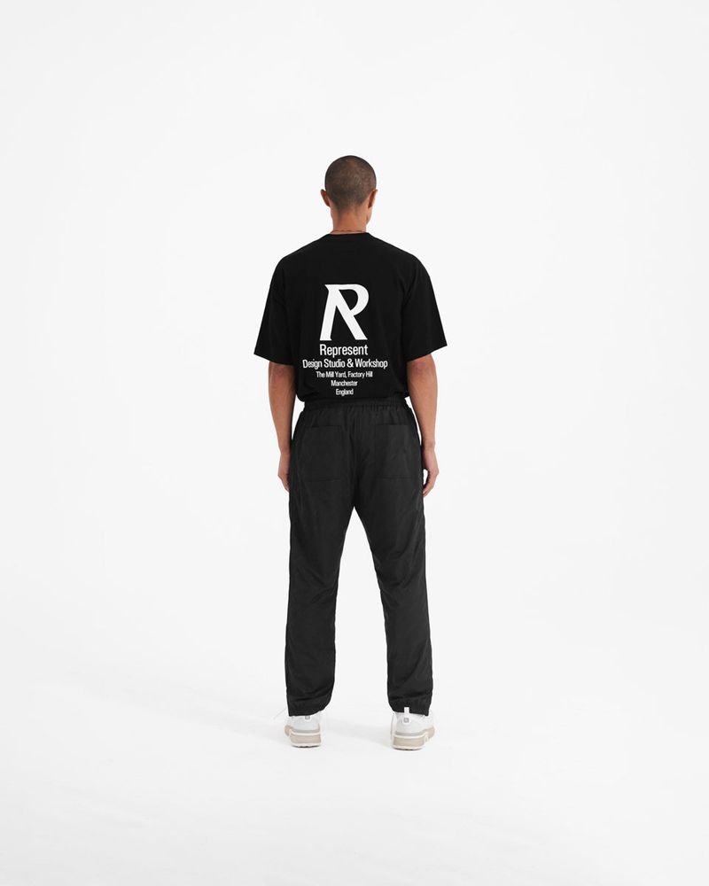 Men's Represent All Over Logo Track Trousers Black | UK-NEMOL3215