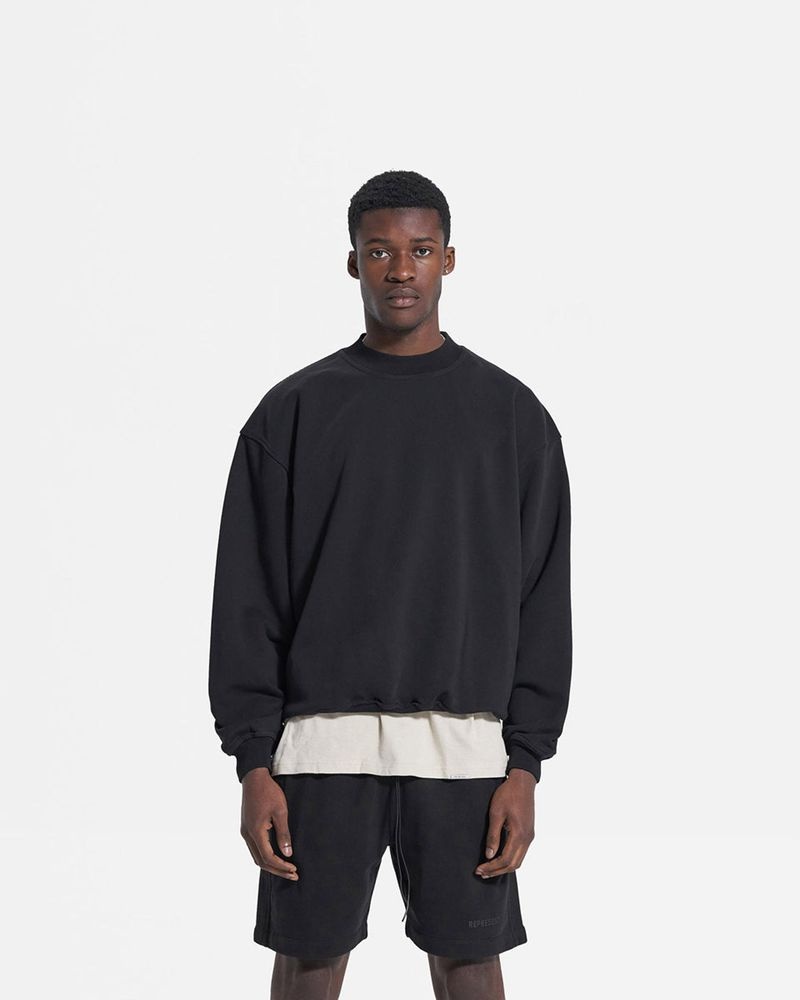 Men's Represent Blank Sweater Black | UK-RWIHA1923