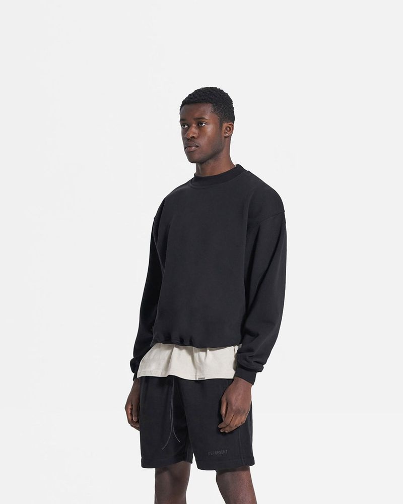 Men's Represent Blank Sweater Black | UK-RWIHA1923