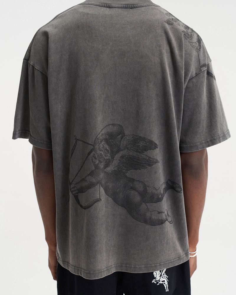 Men's Represent Cherub All Over T-Shirt Grey | UK-VYSGA6874