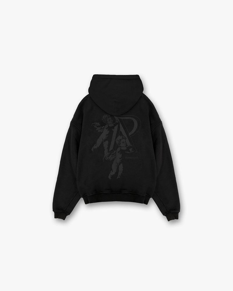 Men's Represent Cherub Initial Hoodie Black | UK-AJOEW9145