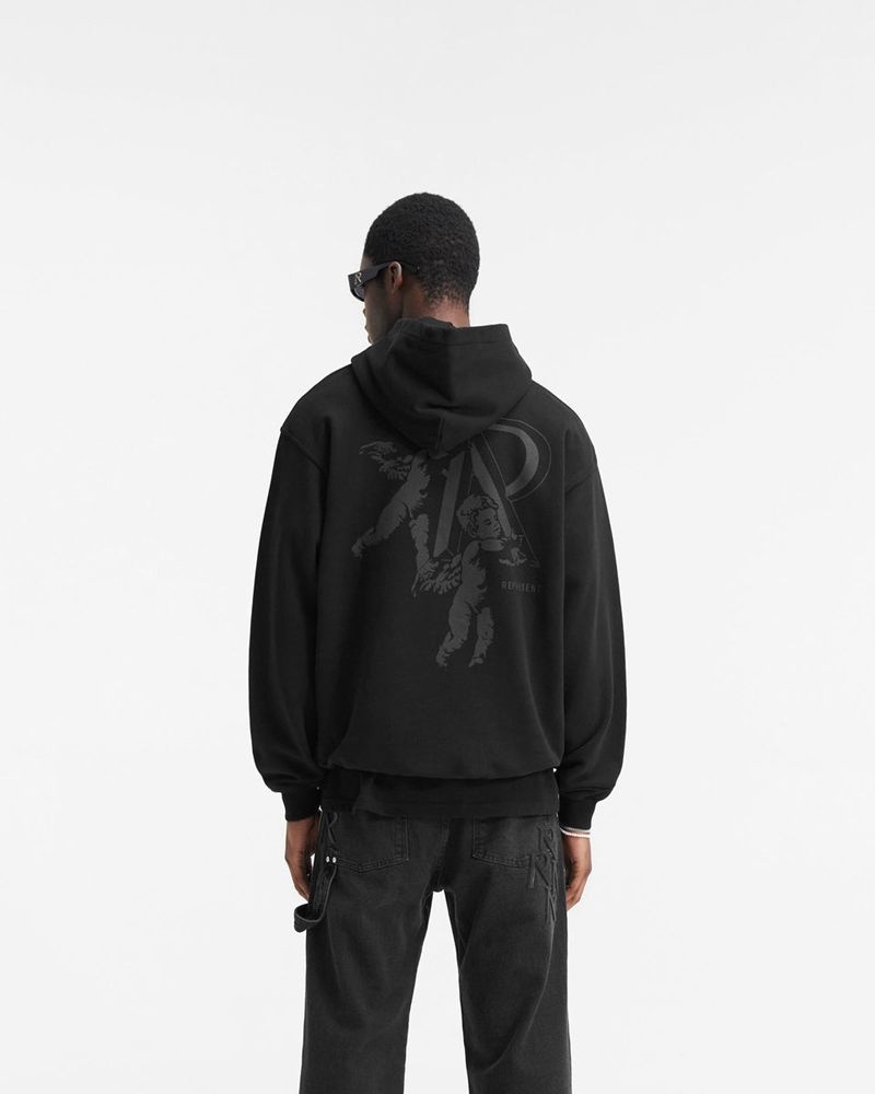 Men's Represent Cherub Initial Hoodie Black | UK-AJOEW9145