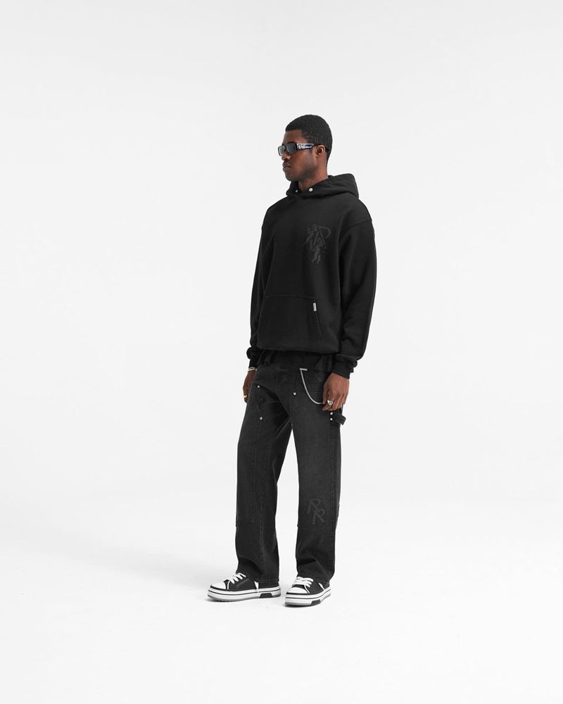 Men's Represent Cherub Initial Hoodie Black | UK-AJOEW9145