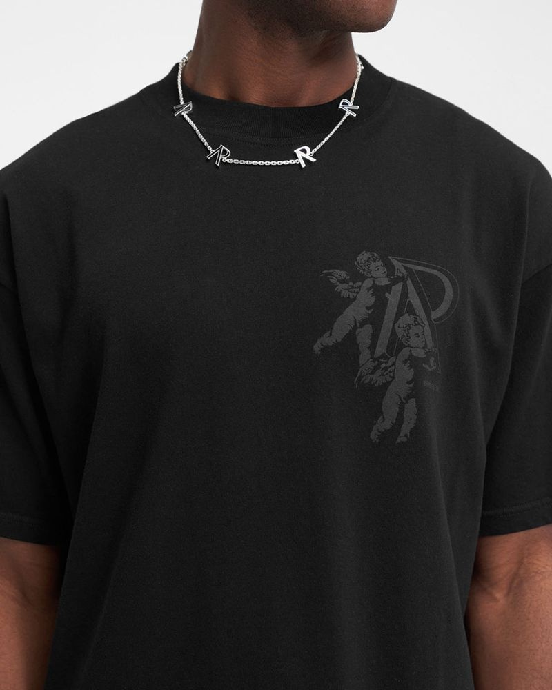 Men's Represent Cherub Initial T-Shirt Black | UK-LSZTU9582