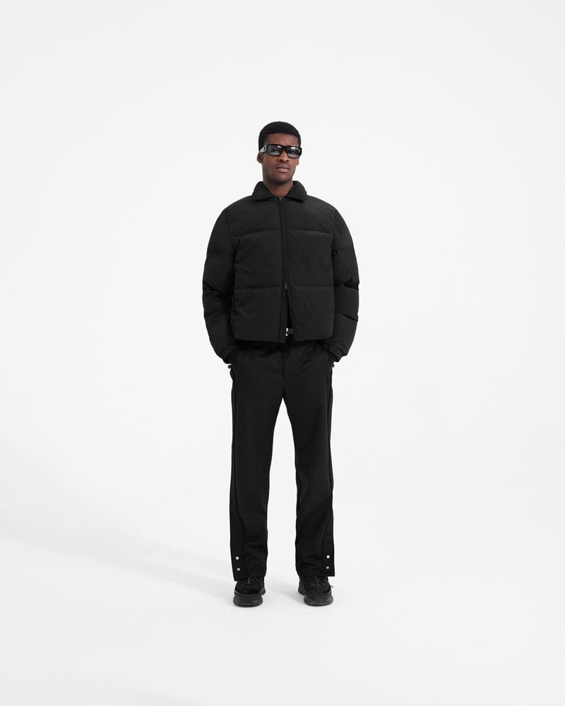 Men's Represent Collared Puffer Jacket Black | UK-QAHJV9612