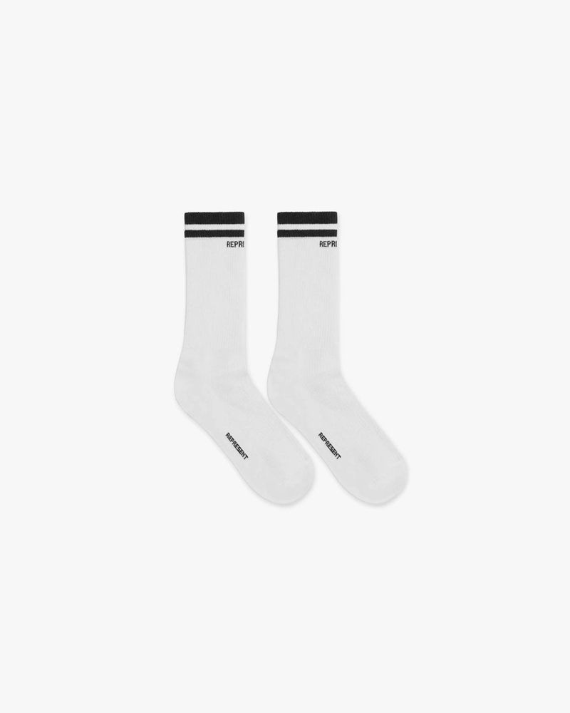 Men\'s Represent College Socks White / Black | UK-VGJOM7594