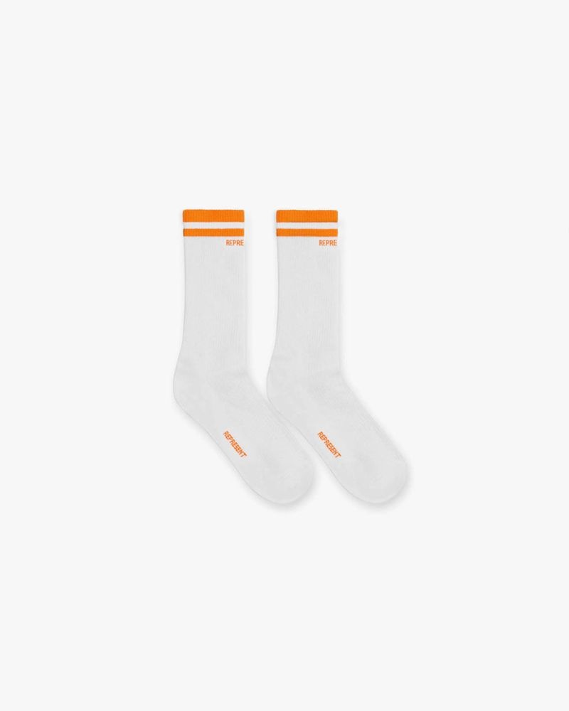 Men\'s Represent College Socks White / Orange | UK-IFVDO4201