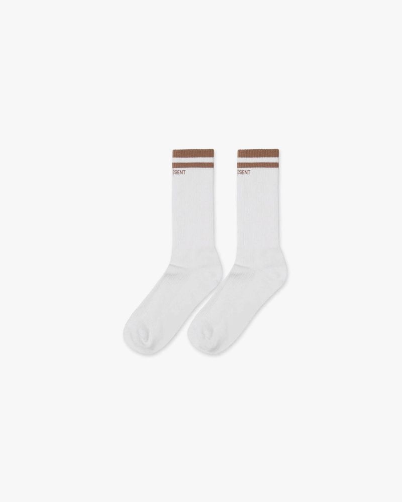 Men's Represent College Socks White / Taupe | UK-MRKFA9703