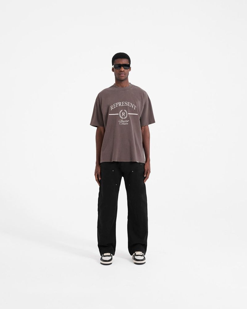 Men's Represent Crest T-Shirt Taupe | UK-RIXYQ0917