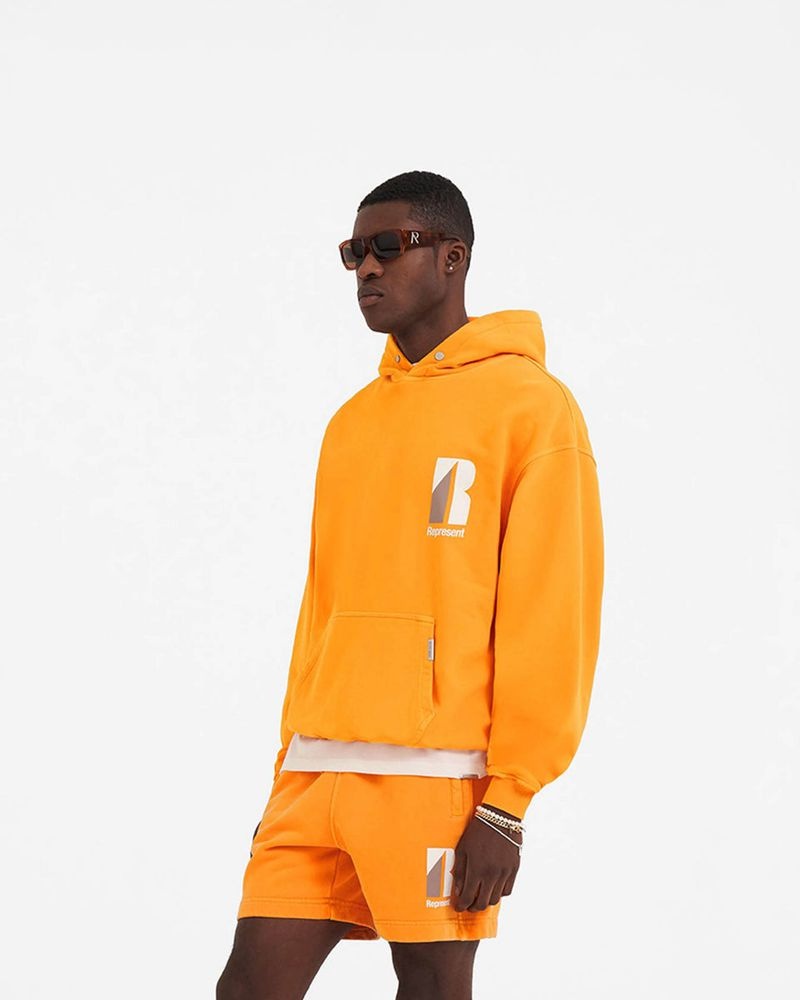 Men's Represent Decade Of Speed Hoodie Orange | UK-QAMOI7028