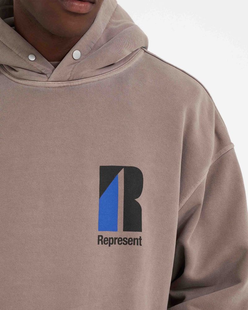 Men's Represent Decade Of Speed Hoodie Taupe | UK-HDQOL4256