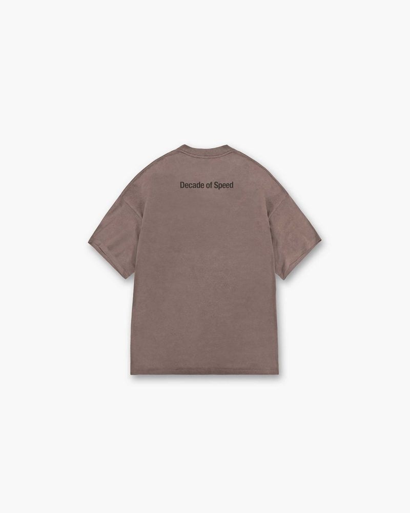 Men's Represent Decade Of Speed T-Shirt Taupe | UK-OWNRF8652