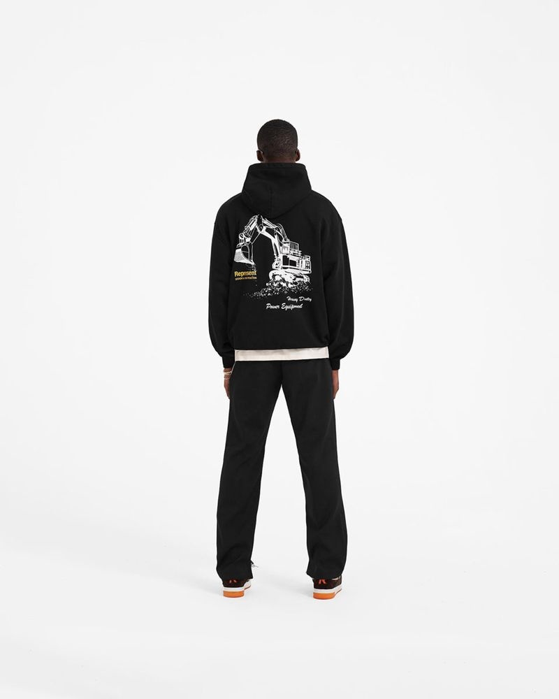 Men's Represent Design & Construction Hoodie Black | UK-UPZXG4125