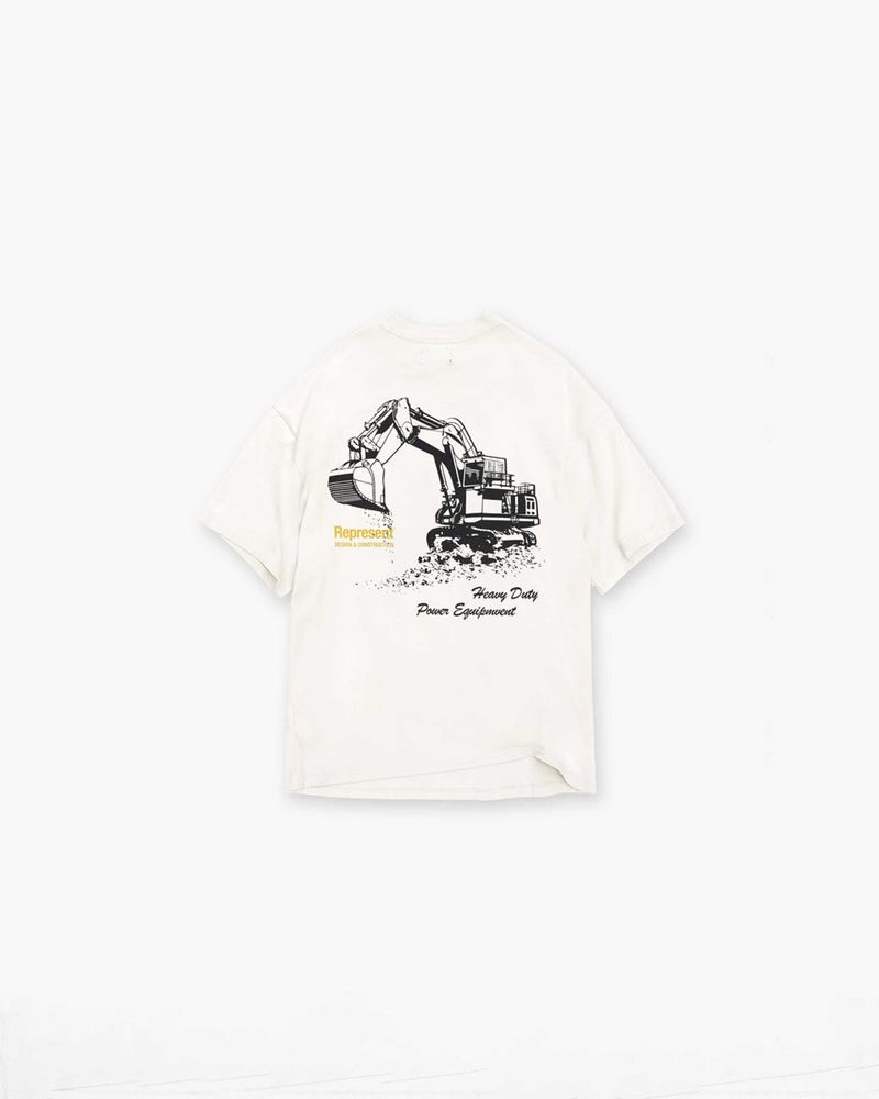 Men's Represent Design & Construction T-Shirt White | UK-BHVOT7049