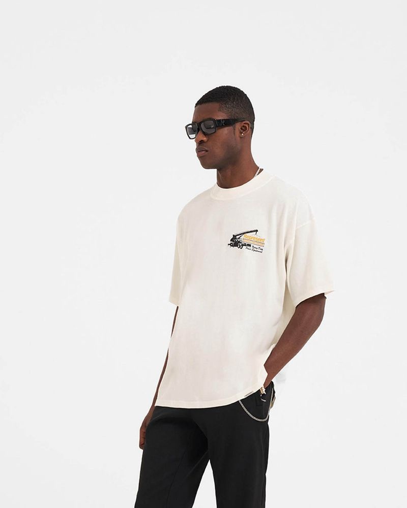 Men's Represent Design & Construction T-Shirt White | UK-BHVOT7049