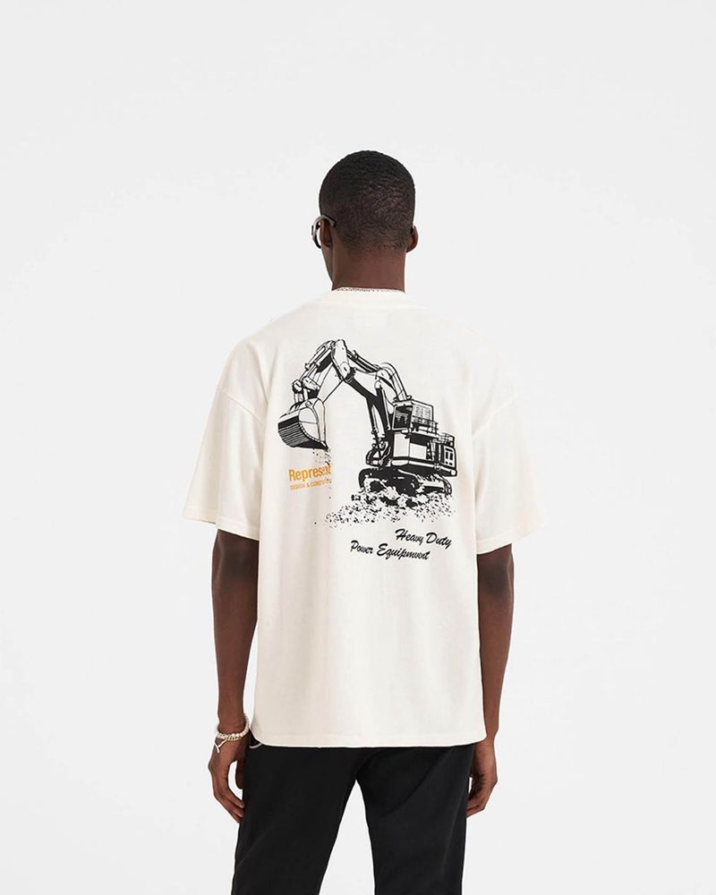 Men's Represent Design & Construction T-Shirt White | UK-BHVOT7049