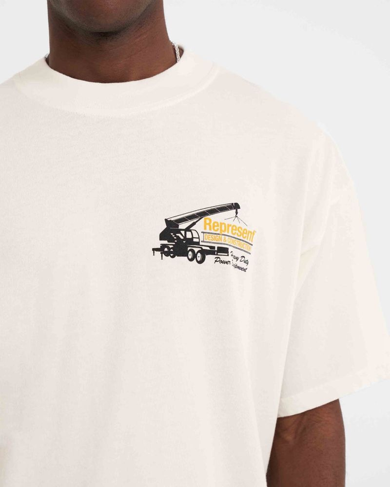 Men's Represent Design & Construction T-Shirt White | UK-BHVOT7049