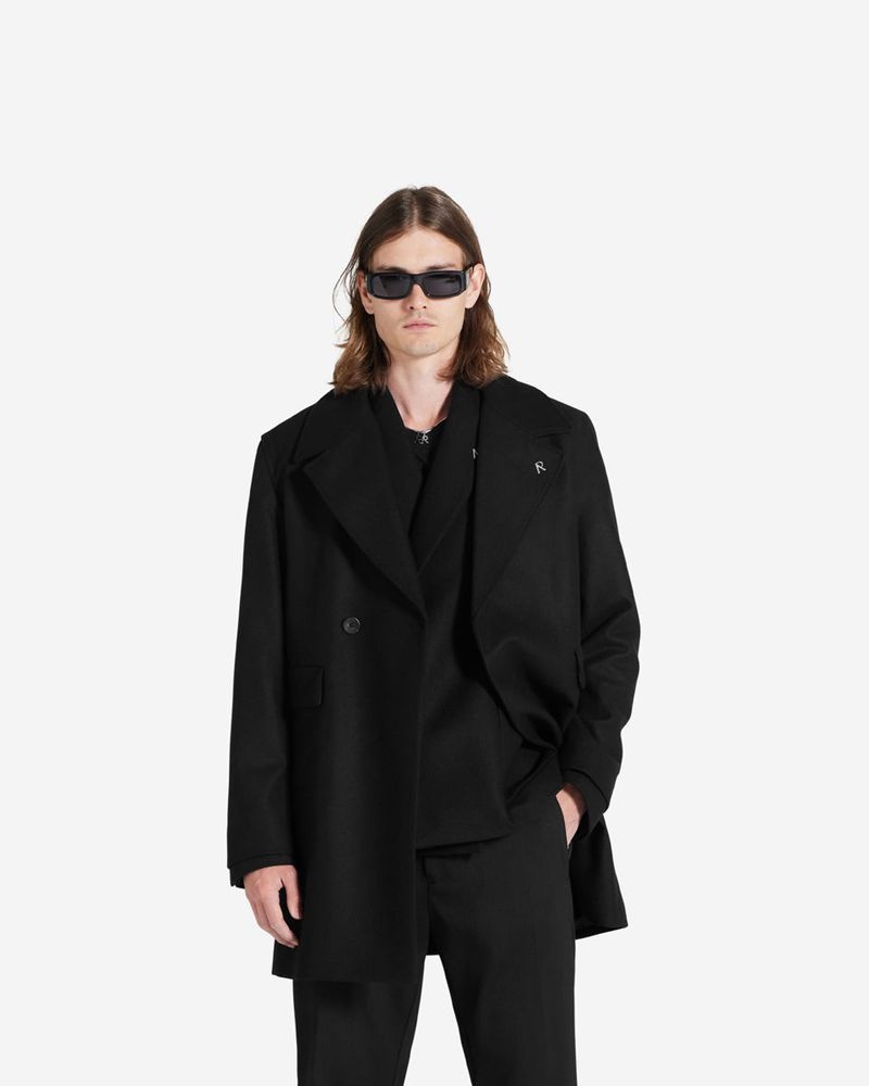 Men's Represent Double Breasted Coat Black | UK-ZKOTB0857