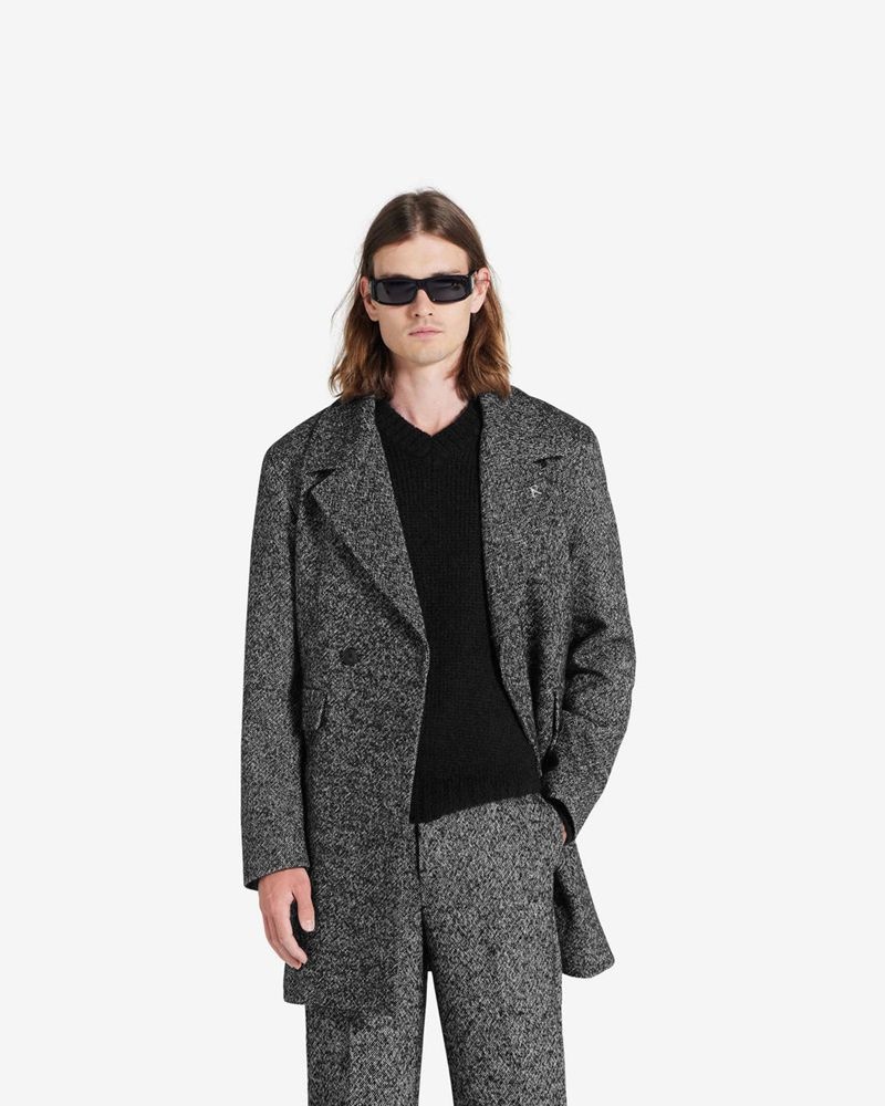 Men's Represent Double Breasted Coat Dark Grey | UK-UBKQC1827