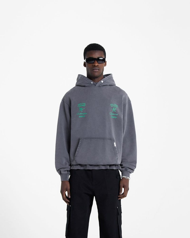 Men's Represent Fall From Olympus Hoodie Dark Grey / Green | UK-BXPLA6517