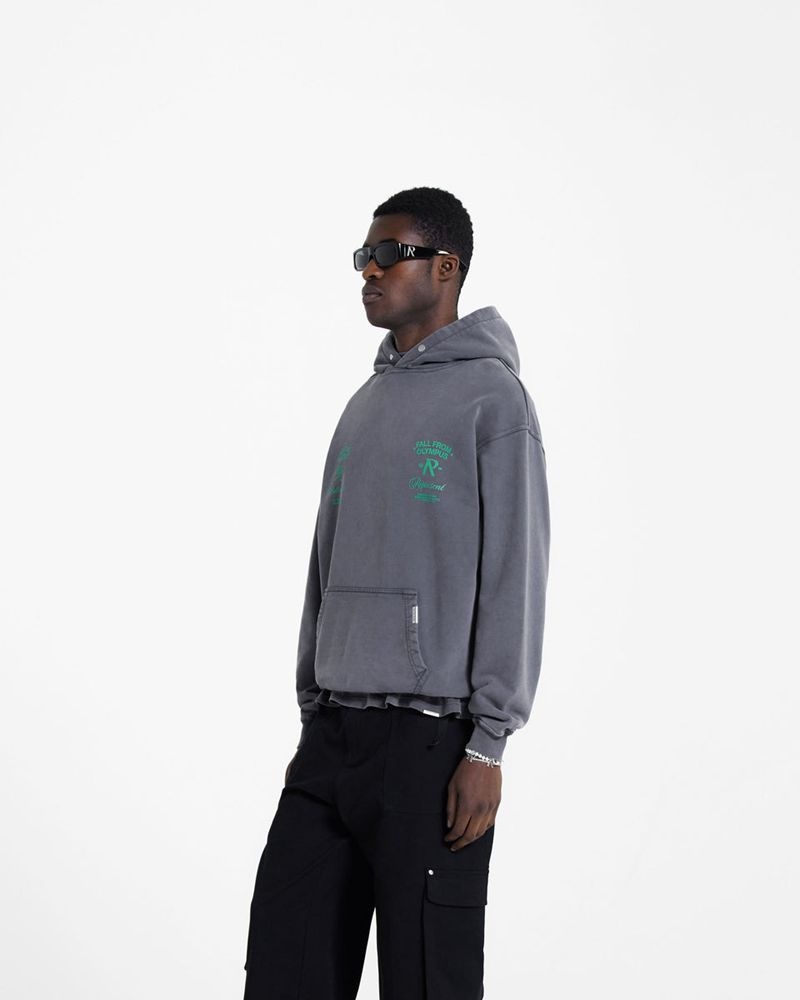 Men's Represent Fall From Olympus Hoodie Dark Grey / Green | UK-BXPLA6517