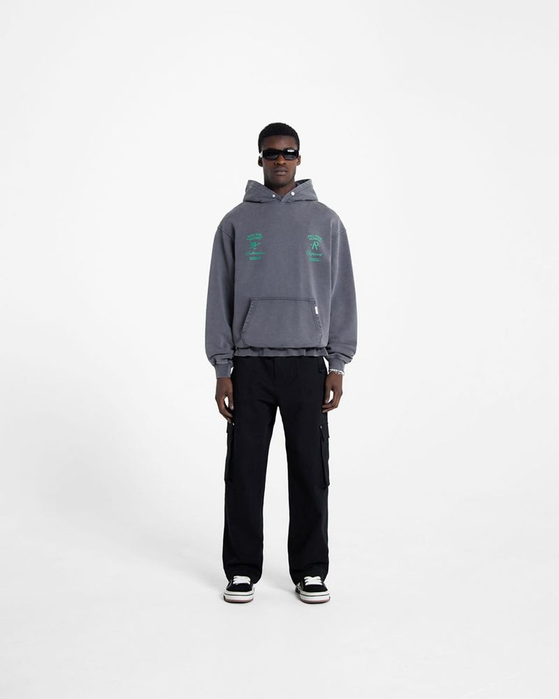 Men's Represent Fall From Olympus Hoodie Dark Grey / Green | UK-BXPLA6517