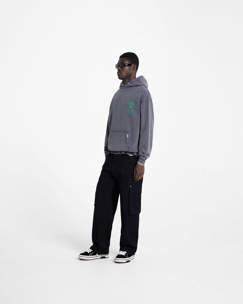 Men's Represent Fall From Olympus Hoodie Dark Grey / Green | UK-BXPLA6517