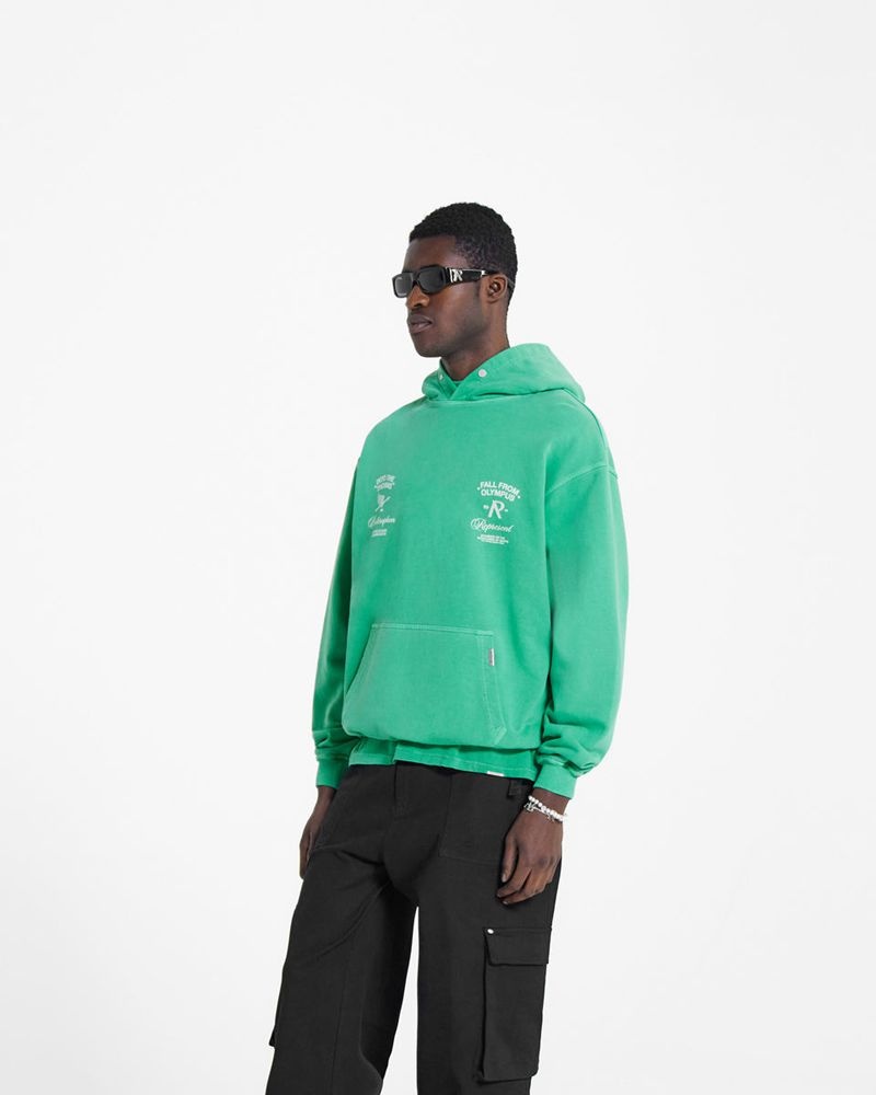 Men's Represent Fall From Olympus Hoodie Green | UK-BJLRI8970