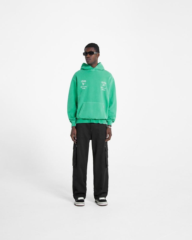 Men's Represent Fall From Olympus Hoodie Green | UK-BJLRI8970