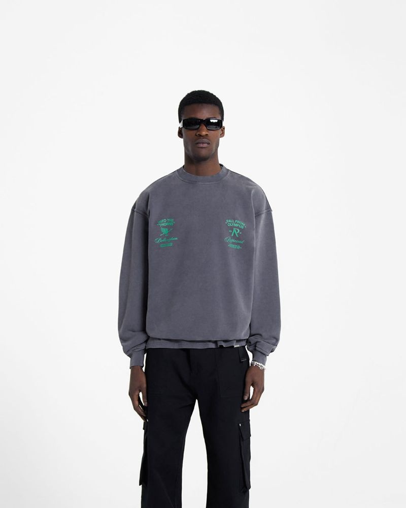 Men's Represent Fall From Olympus Sweater Dark Grey / Green | UK-XBNTZ4175