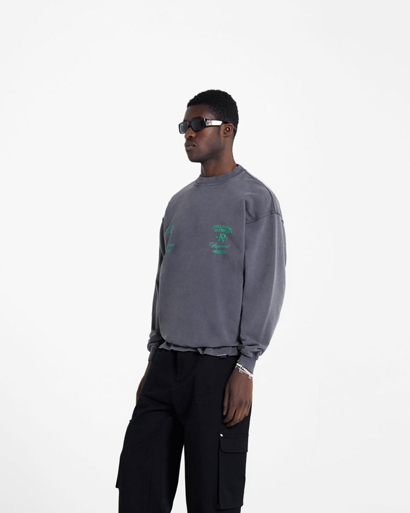 Men's Represent Fall From Olympus Sweater Dark Grey / Green | UK-XBNTZ4175