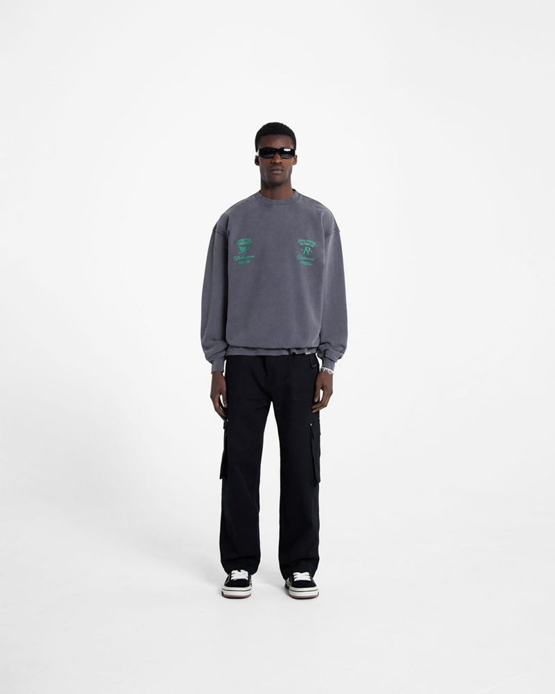 Men's Represent Fall From Olympus Sweater Dark Grey / Green | UK-XBNTZ4175