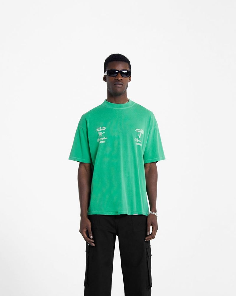 Men's Represent Fall From Olympus T-Shirt Green | UK-MENHU0264