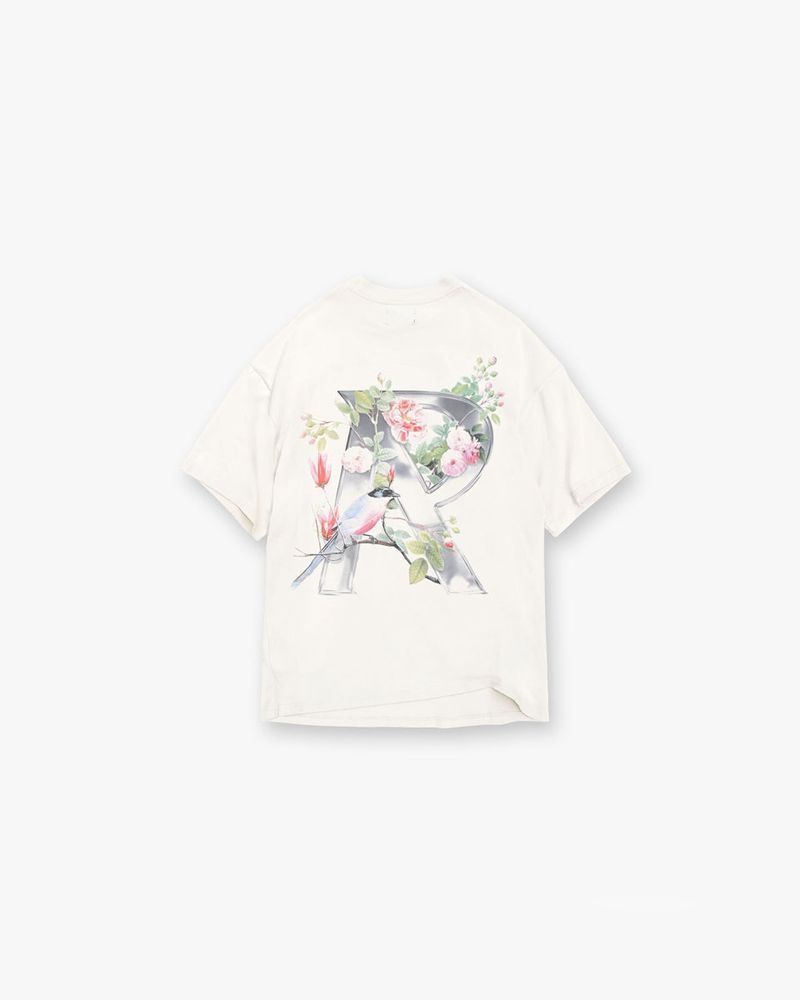 Men's Represent Floral Initial T-Shirt White | UK-LRVQN2864