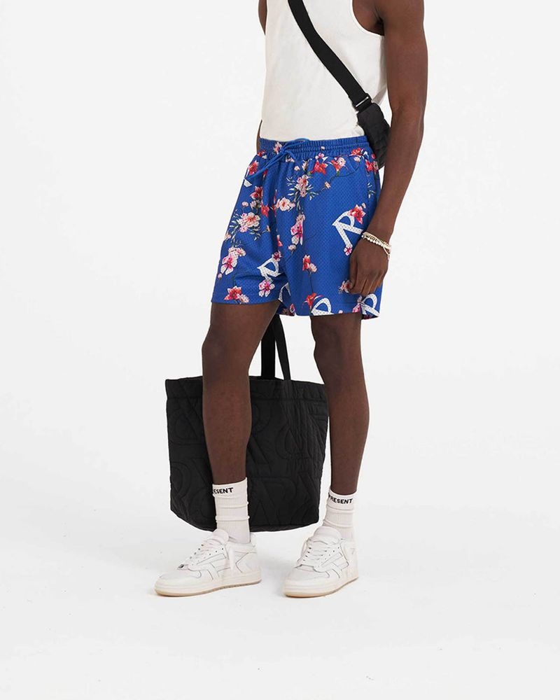 Men's Represent Floral Mesh Shorts Blue | UK-GPAWY6972