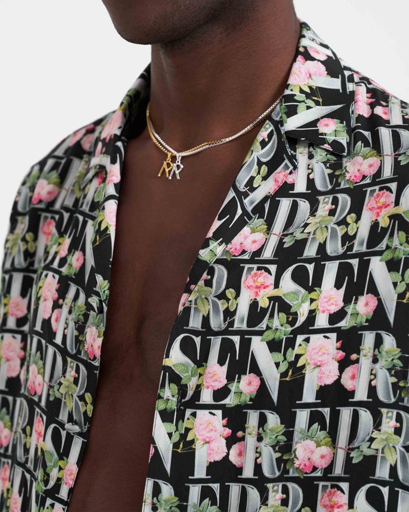 Men's Represent Floral Shirts Black | UK-ELQAM0419