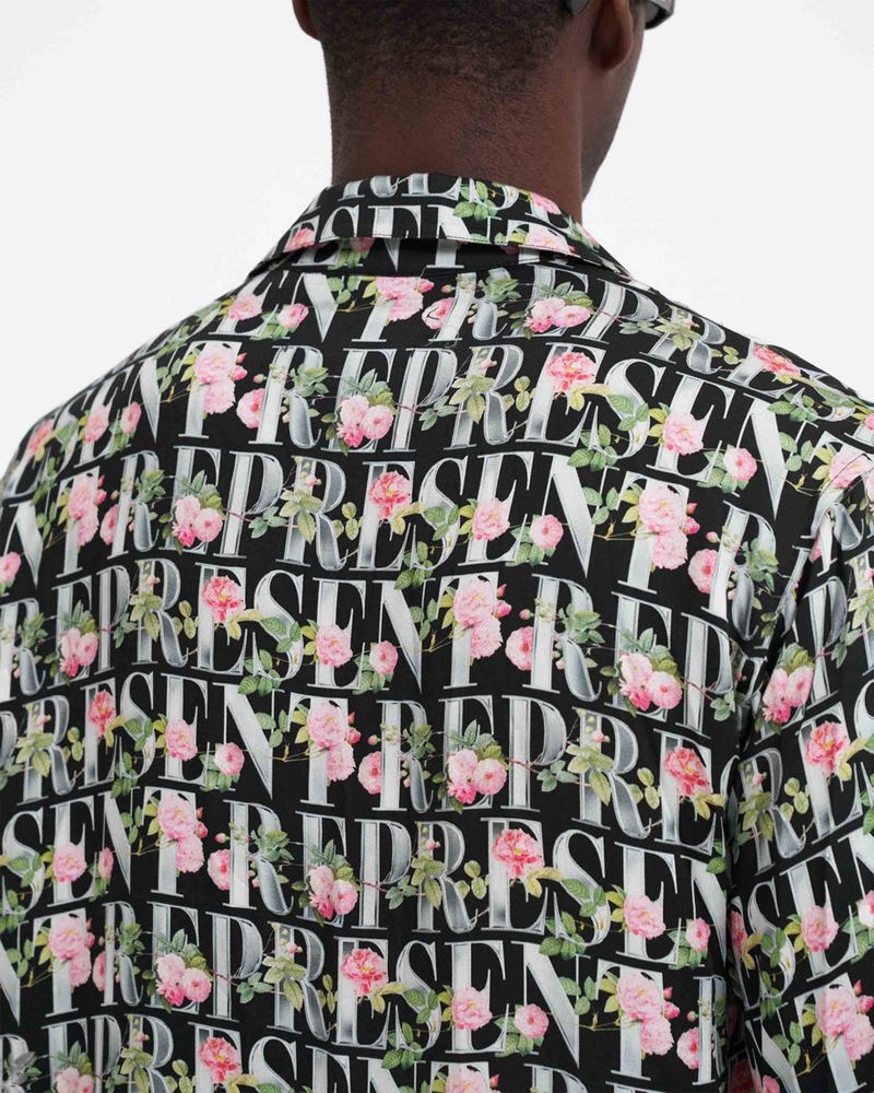 Men's Represent Floral Shirts Black | UK-ELQAM0419